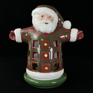 Mikasa Santa Tea Light Votive Candle Holder Oil Top Christmas Red Ceramic 6"